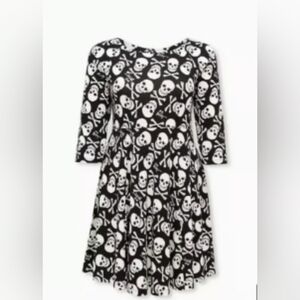 Betsey Johnson For TORRID Black and White Skull Print Dress